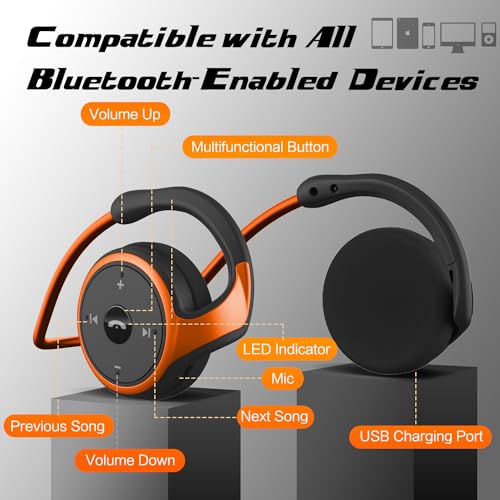 Compact Bluetooth Headphones with Wrap-Round Design - Wi-fi Sports activities Headset that includes Constructed-in Microphone and Distinctive Sound High quality, Foldable for Straightforward Storage in Your...