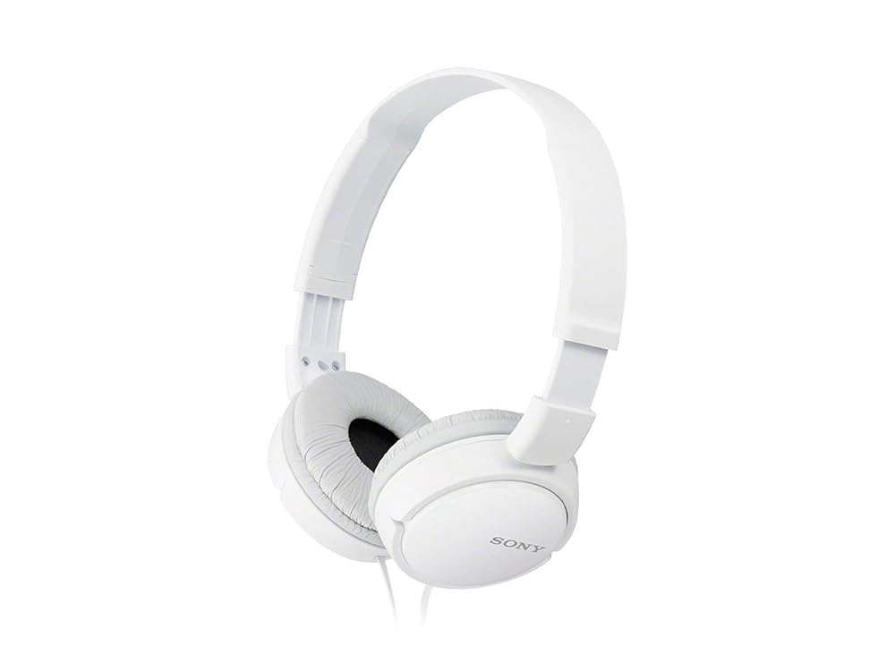 White Sony MDR-ZX110 Wired On-Ear Headphones from the ZX Collection