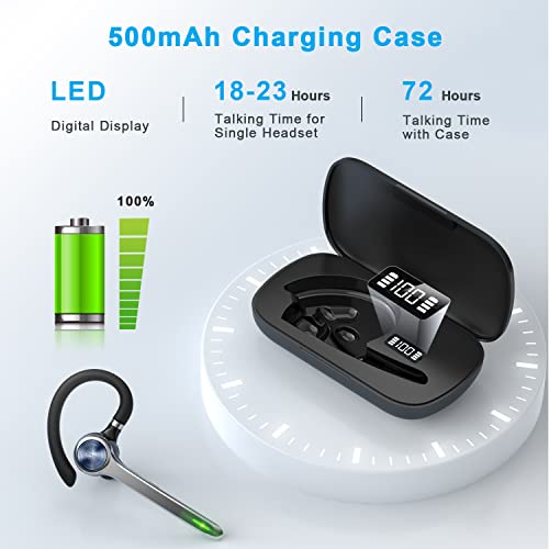 Wi-fi Bluetooth Headset with 500mAh Charging Case, 72 Hours of Discuss Time, Constructed-in Microphone for iOS and Android Telephones, V5.1 Fingers-Free Earbuds