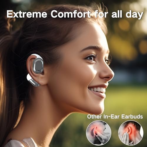 ZIHNIC S05 Open-Ear Ear Hooks: All-Day Consolation, 28 Hours of Battery Life, Lengthy-Carrying Design, IPX5 Waterproof, Appropriate with Numerous Bluetooth Units - White